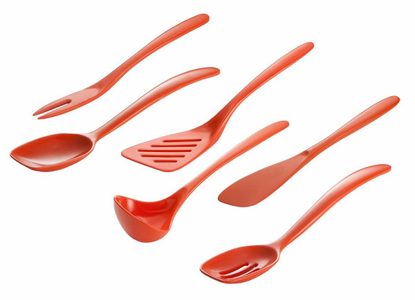 Gourmac 7.5" Melamine Mini Utensils, Orange - Set of 6 (3517X6OR)