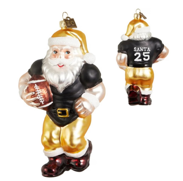 RAZ Imports EC Varsity Santa Ornament, 6.5" Black (4653196)