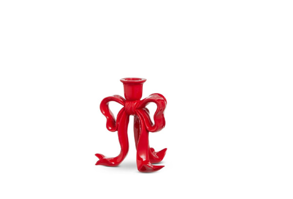 RAZ Imports 6.5" Red Bow Candlestick (4612280C)