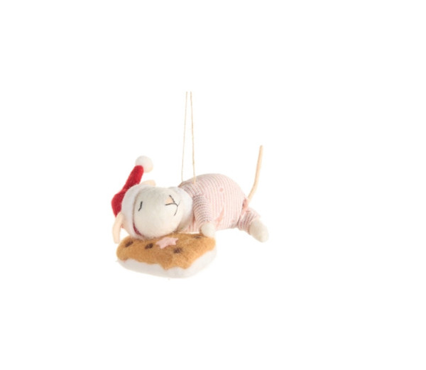 RAZ Imports 5.5" Sleeping Mouse on Cookie Pillow Ornament (4639047B)