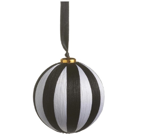 RAZ Imports 5" Black and White Striped Yarn Ball Ornament (4627300)