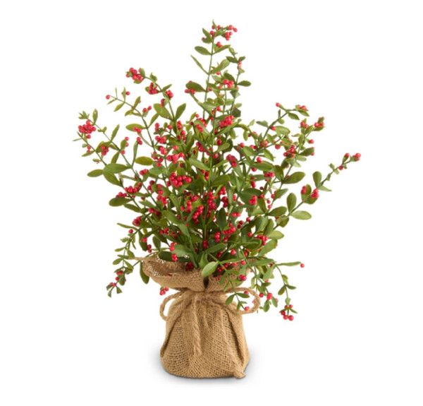 RAZ Imports 16" Red Berry Tree in Burlap Bag (4602660)