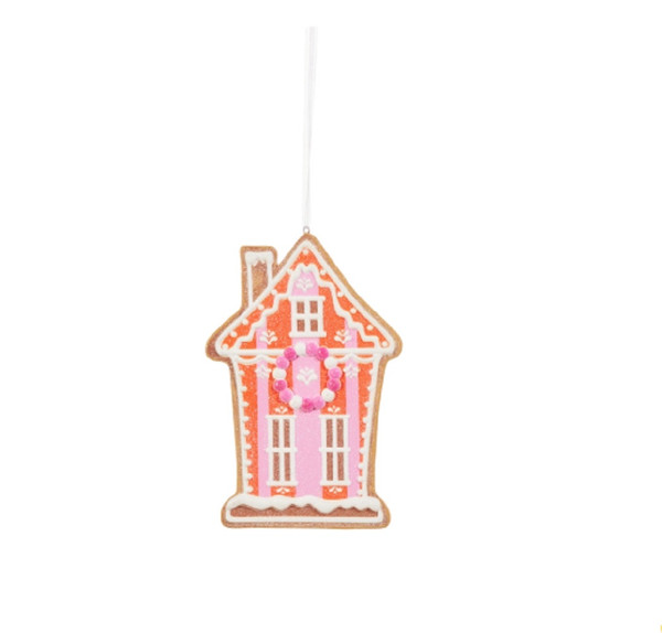 RAZ Imports *SB* 6" Vivid Jolly Orange Gingerbread House Ornament (4516578A)