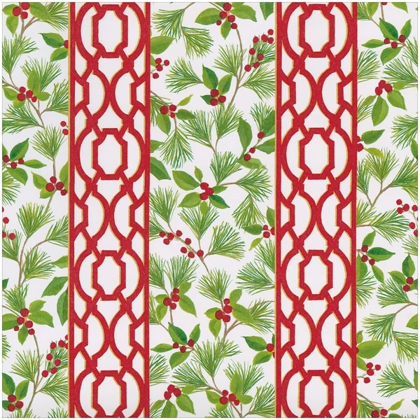 Caspari Gift Wrap Roll, Knots And Greenery White (10199RC)