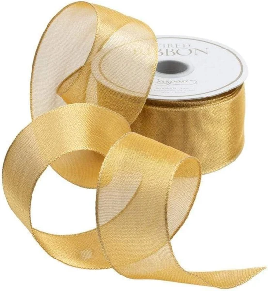 Caspari Sheer Gold Wired Ribbon - 27 Foot Spool (R720)