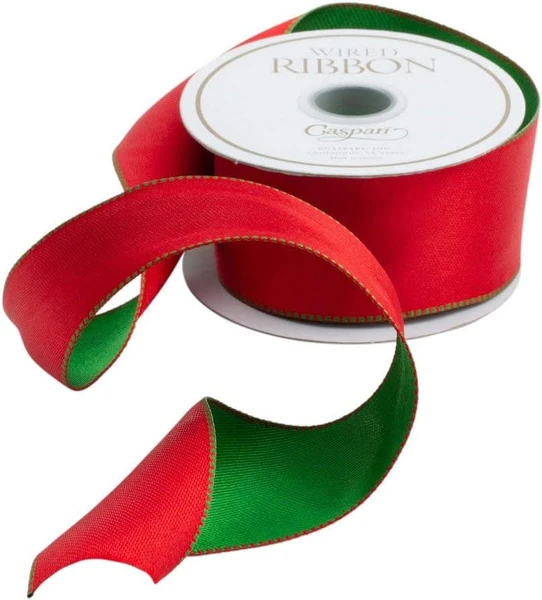 Caspari Red And Green Reversible Wired Ribbon - 24 Foot Spool (R816)