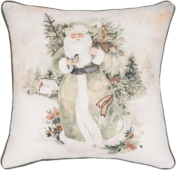 C&F Home Christmas Accent Throw Pillow, Vintage Woodland Snow Santa Claus (C842982678)