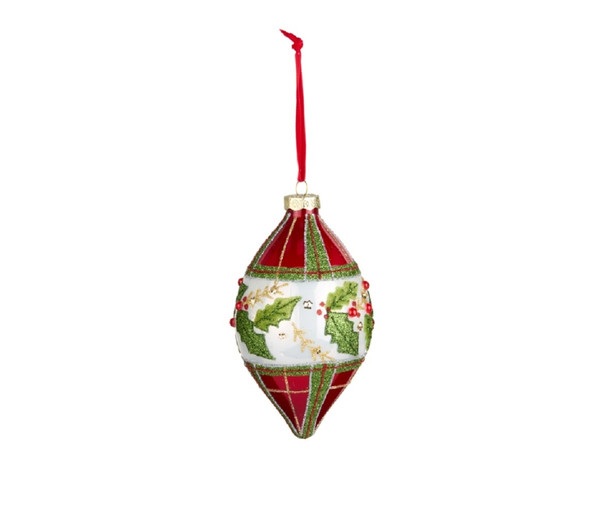 RAZ Imports 4" Plaid Holly Ornament - Teardrop Shaped (4623005B)