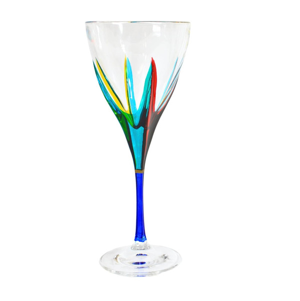 Gage 8oz Wine Glass, Fusion Murano Style - Dark Blue Stem (VA104M-DKBL)