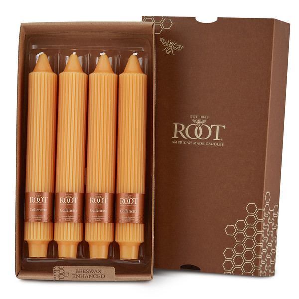 Root Grecian Collenette 9" Unscented Candles, Mandarin, Box of 4 (1941)