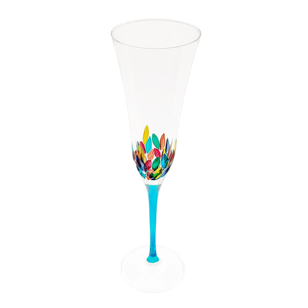 Gage Tree of Life Champagne Flute, Light Blue Stem