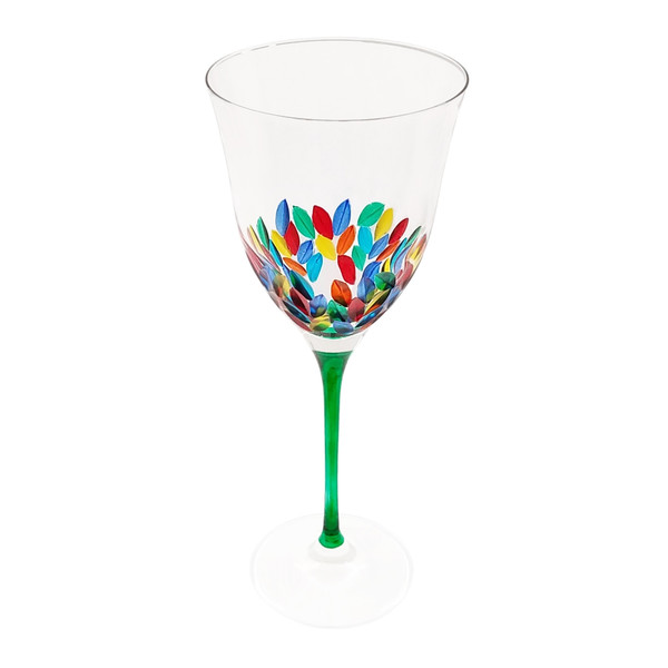 Gage Tree of Life Wine Glass, Green Stem