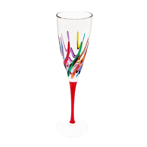 Gage Trix Champagne Flute, Red Stem (VA122-RED)