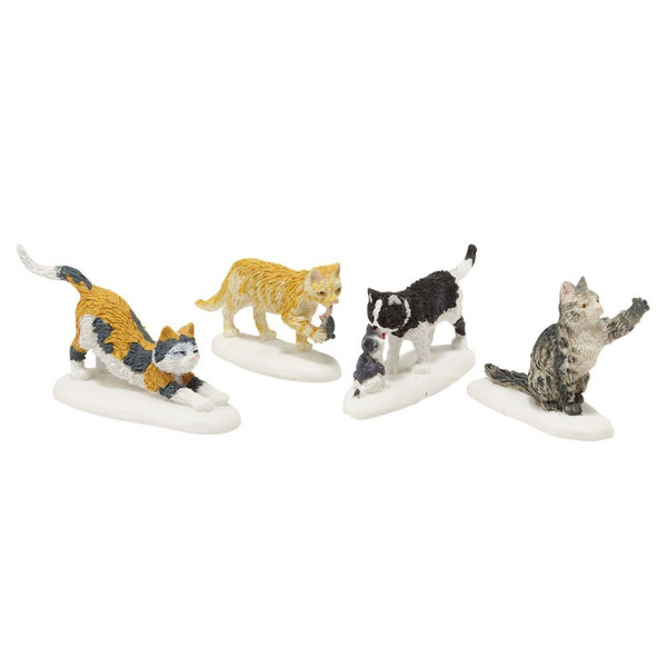 Department 56, Village Accessories - Stray Cat Strut, Set of 4 (4020252)