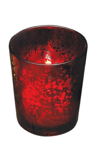 Biedermann & Sons Glass Votive Holder, Rustic Red (HJ187RD)