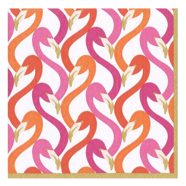 Caspari Paper Beverage Napkins, Flamingo Flock Fuchsia - 2 Packs (14540C)