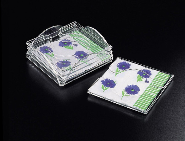 Huang Acrylic Napkin Coasters with Holder - Set of 4 (0134)