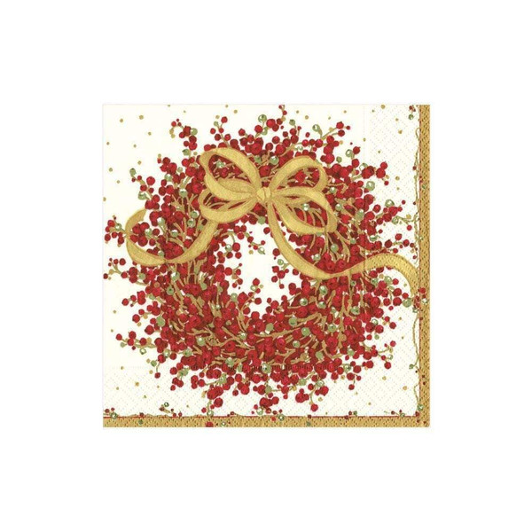 Caspari Paper Beverage Napkins, Pepperberry - 2 Packs (8070C)