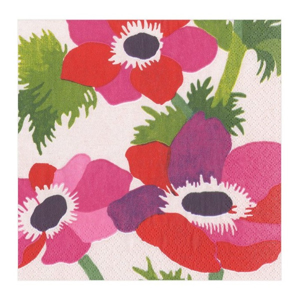 Caspari Paper Beverage Napkins, Poiret Floral, 2 Pack (14990C)