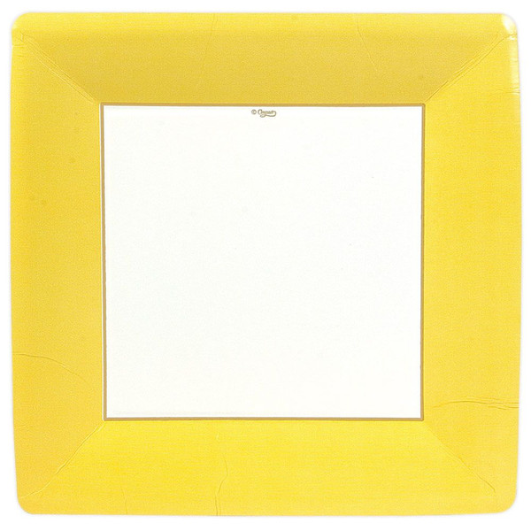 Caspari Square Paper Dinner Plates, Grosgrain Border Yellow - 2 Packs (5957DP)