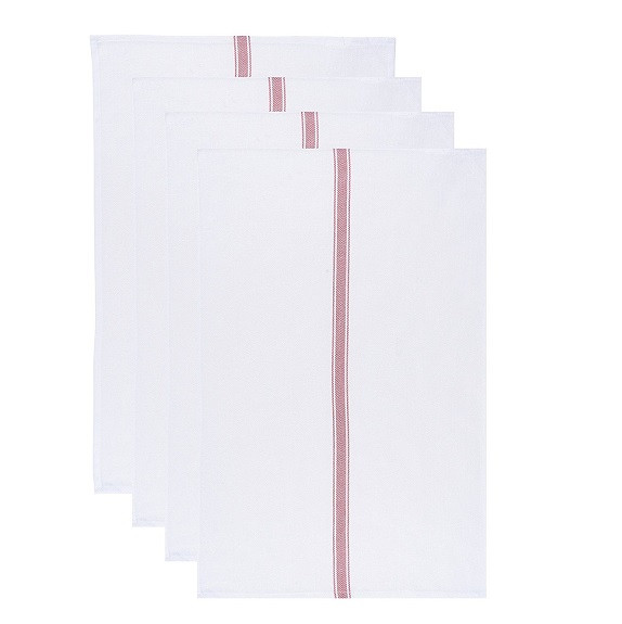 Now Designs Brooklyn Stripe Poppy Dishtowels, Set of 4