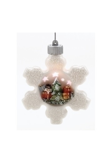 Roman LED Light-Up Snowflake With Present Ornament (33424B)