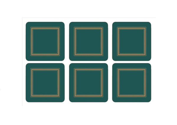 Pimpernel Coasters, Classic Emerald, Pack of 6