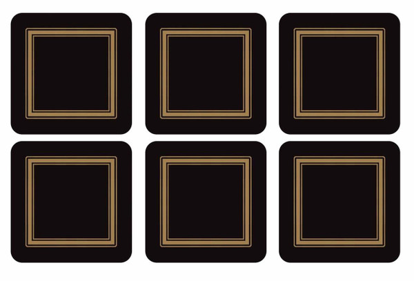 Pimpernel Coasters, Classic Black, Pack of 6