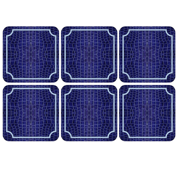 Pimpernel Coasters, Blue Croc Leather - Set of 6