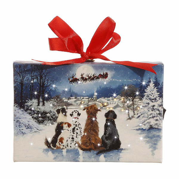Raz Imports Ornament With Easel Back,  Dogs Watching Santa