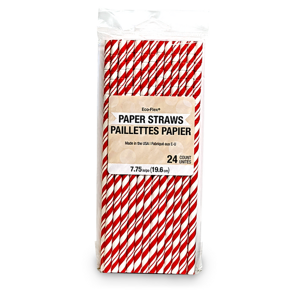 CEG Paper Straws, Red & White Striped (051151)