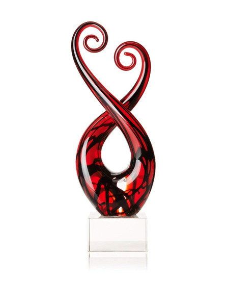 Badash Pietro Murano Style Art Glass Black & Red Centerpiece