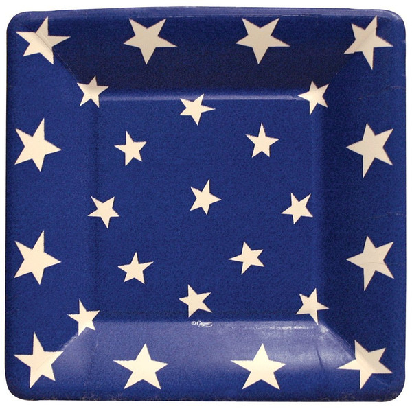 Caspari Square Paper Salad/Dessert Plates, Stars and Stripes - 2 Packs (7920SP)