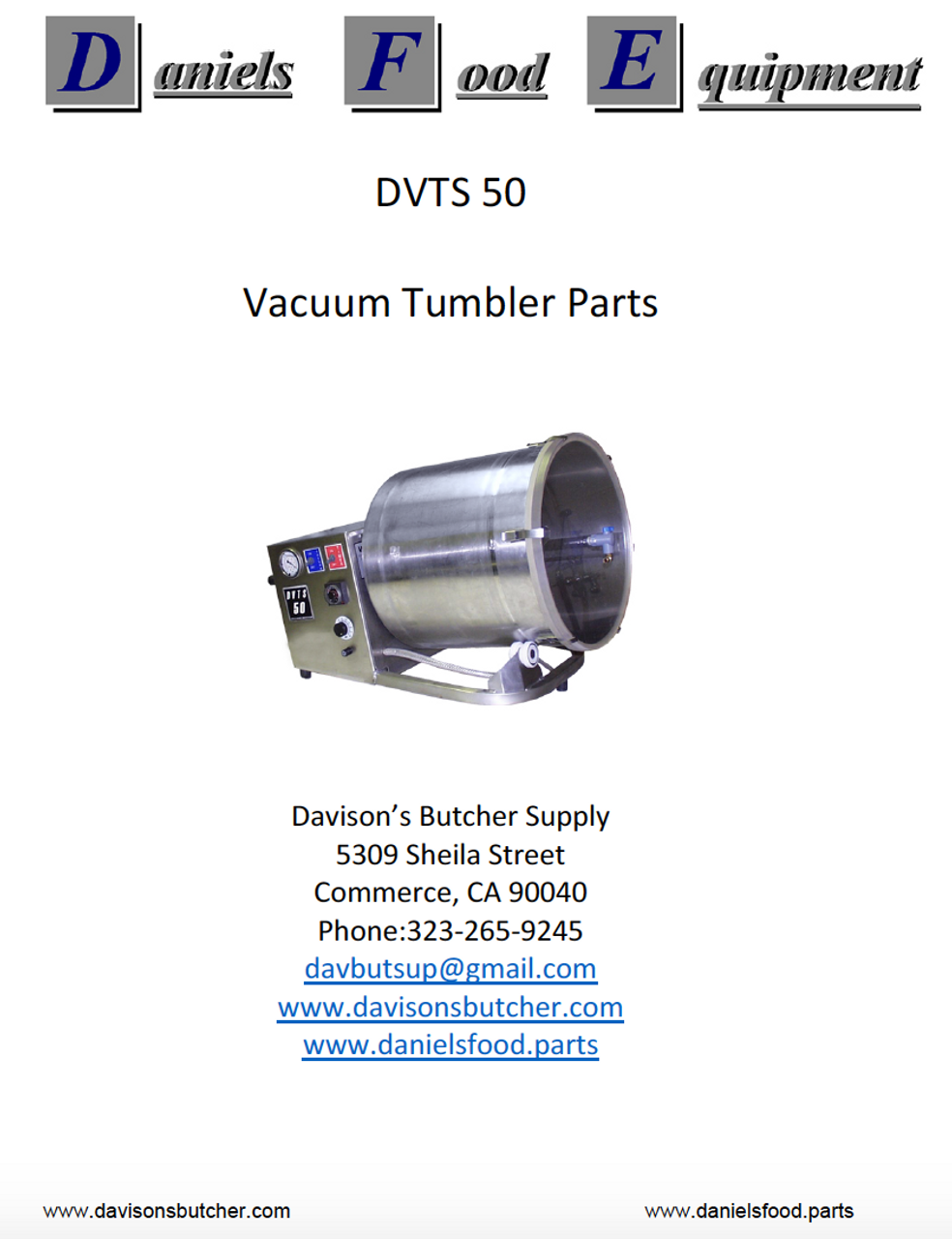 Dvts 500he Daniels 500 Lb Extra Heavy Duty Vacuum Tumbler