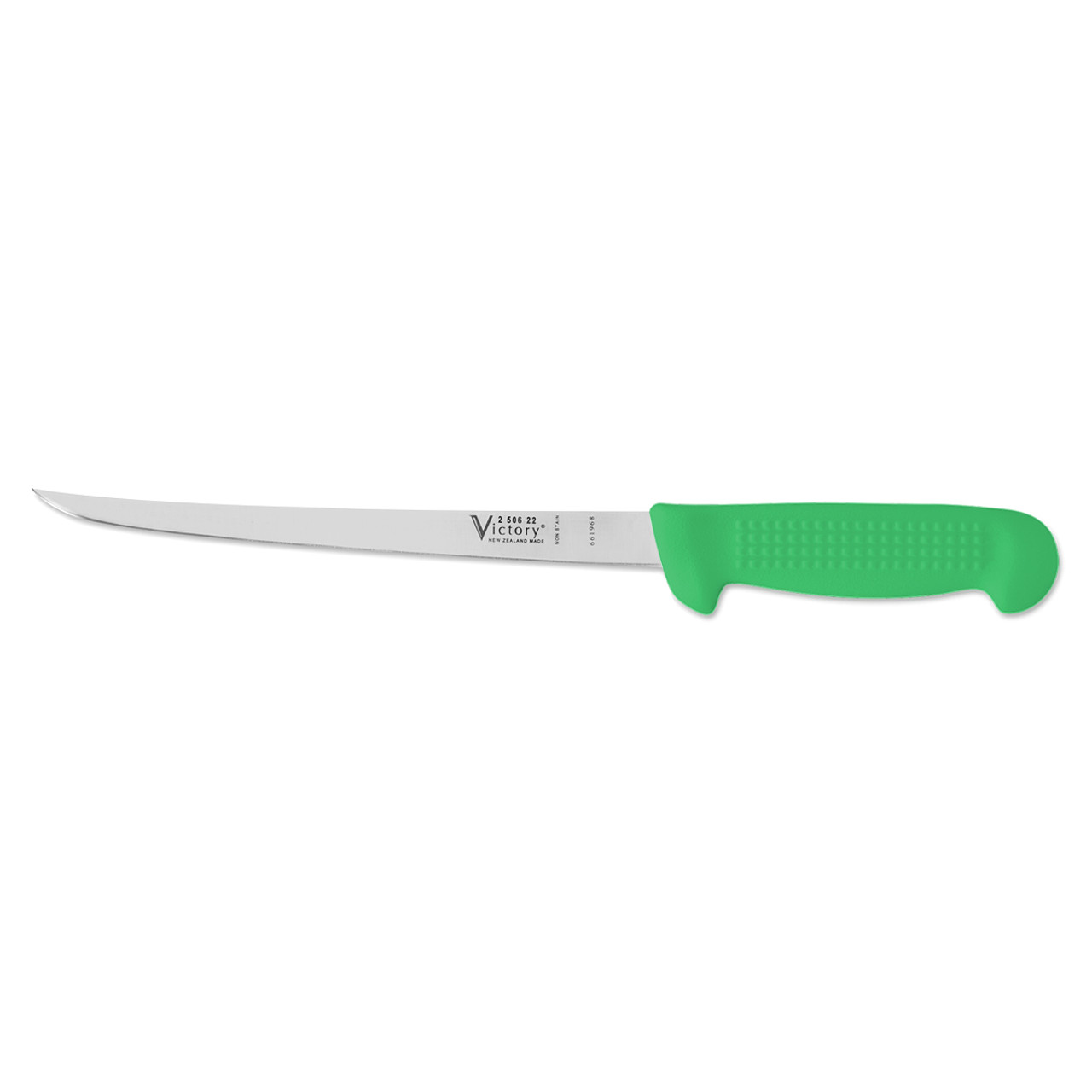 8-3/4 - 22cm -- Narrow Filleting Knife - 2/506/22/115G - Ribbed - Green  - Davison's Butcher Supply