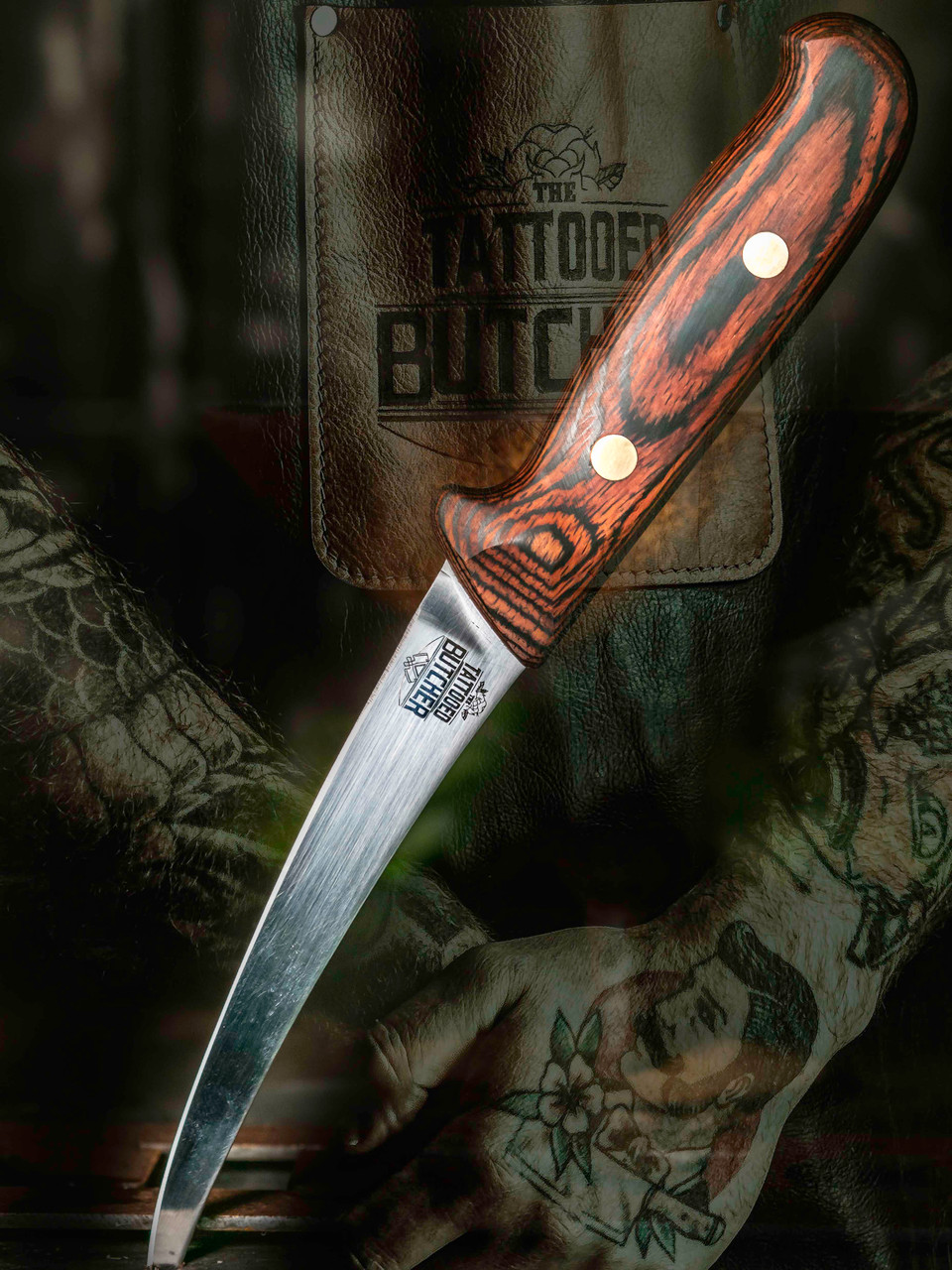 6" - 15cm -- Boning Knife - Narrow Curved - 2/720/15/130LM - Full Tang - Tattooed Butcher Boning Knife