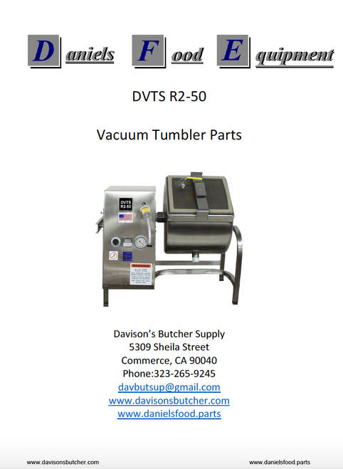 Daniels Food DVTS R2-50 Vacuum Tumbler / Marinator Parts - Parts List