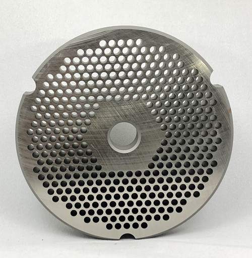 #32 Speco Meat Grinder Plate with 1/8'' Holes - Reversible & Hubbed Plate - 102200 & 104213