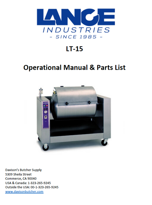 LT-15 - Lance Tumbler Operational Manual & Parts List