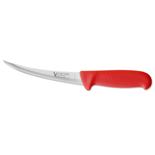 6" - 15cm -- Boning Knife - Narrow Curved - "Hollow Ground" - 2/720/15HG/200R - ProGrip - "Red"