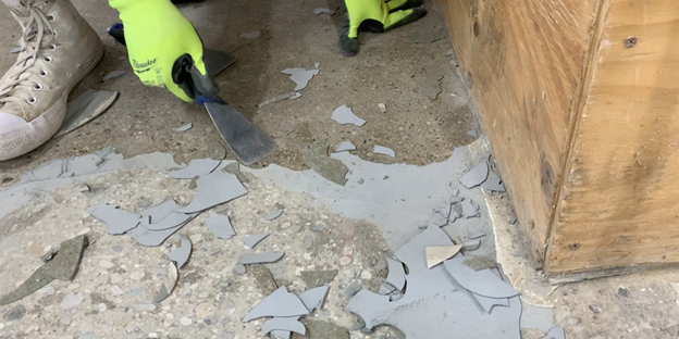 debris removal prior to epoxy flooring application