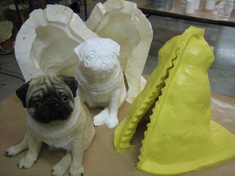 cured polyurethane mold and plastic pug casting