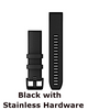 garmin quickfit 22 silicone band black with stainless black hardware