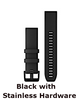 black with black stainless hardware quickfit 22 watchband - at okie dog supply
