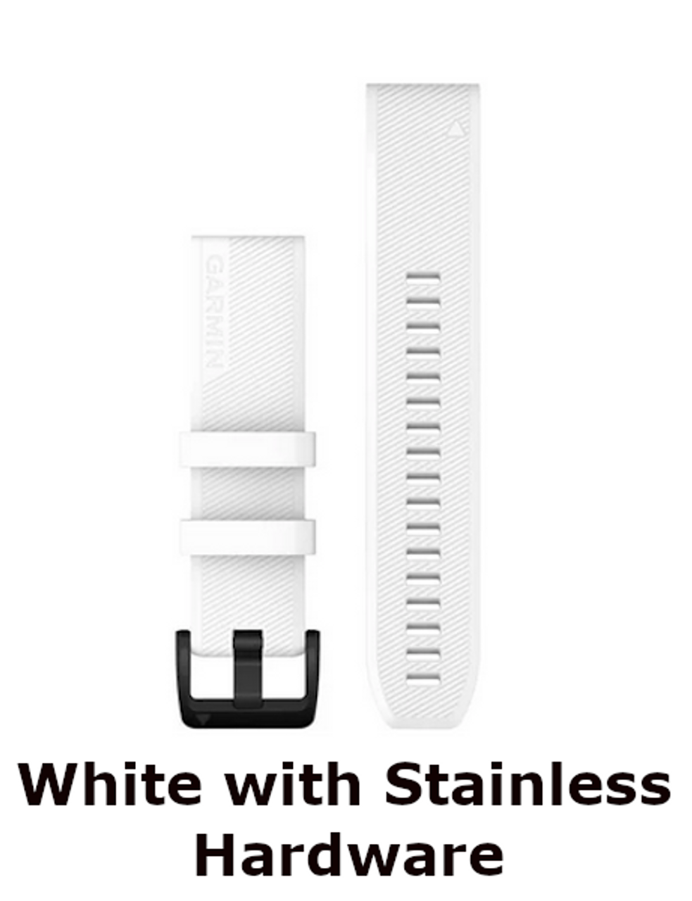 garmin quickfit 22 silicone white band with black stainless hardware - at okie dog supply