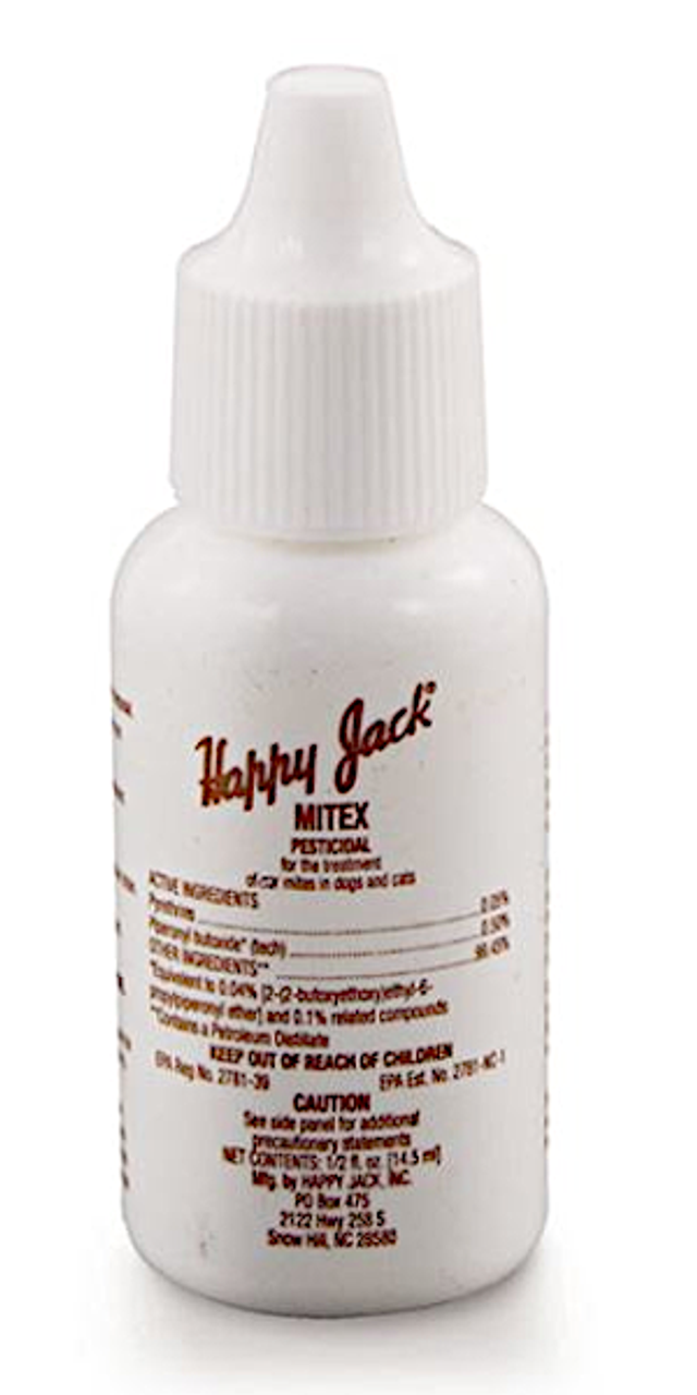 happy jack mitex for dogs and cats - treats ear mites - at okie dog supply