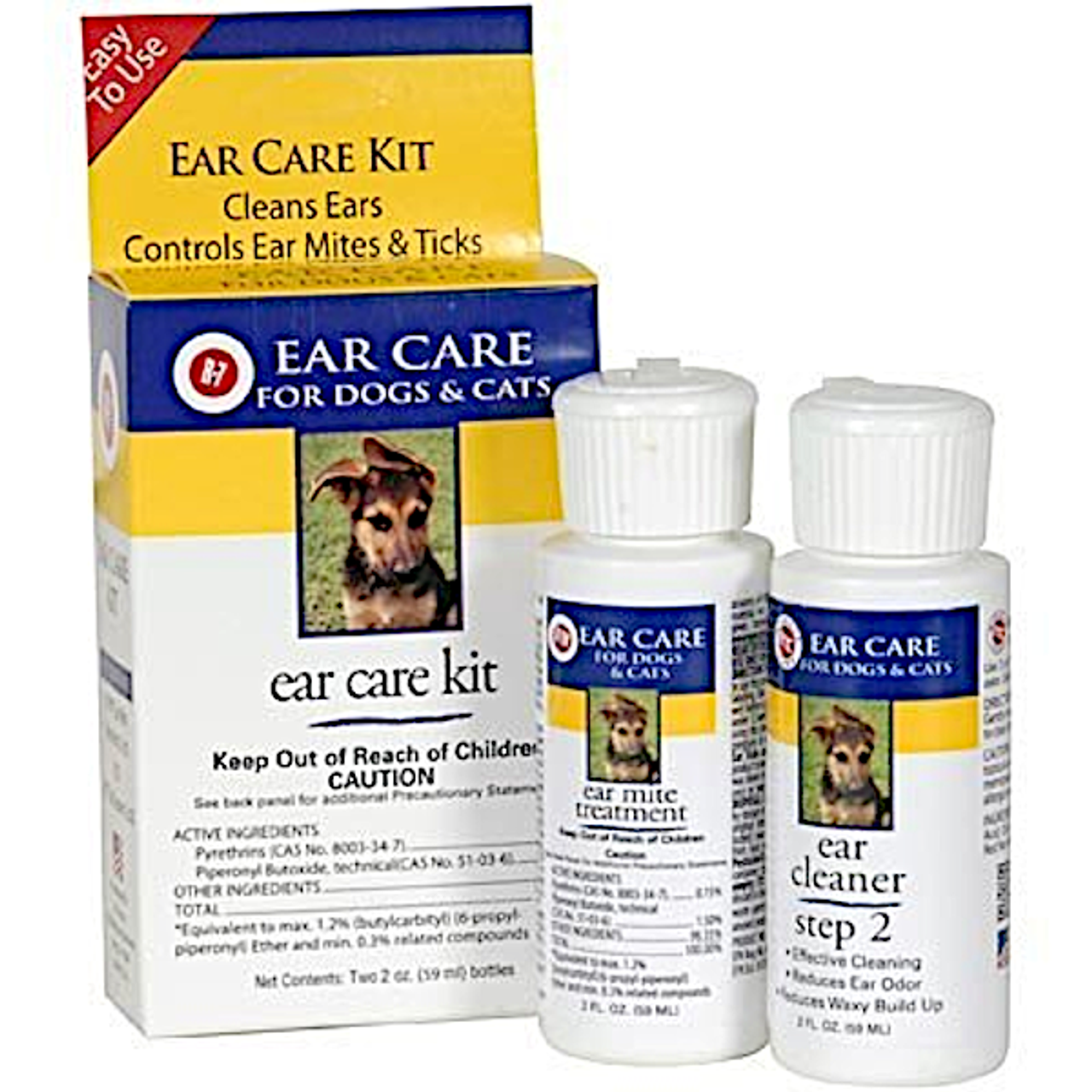 r-7m treatment for dogs and cats available at okie dog supply - treats ear mites and contains a bonus ear cleaner bottle