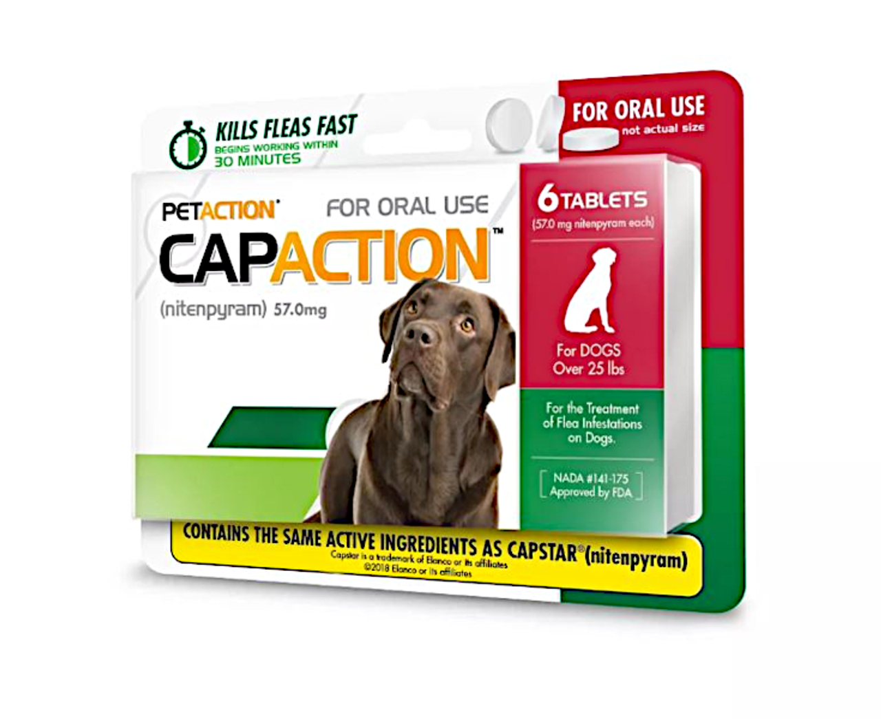 capaction flea treatment tablet - 6 count - for large dogs over 25 pounds - available at okie dog supply