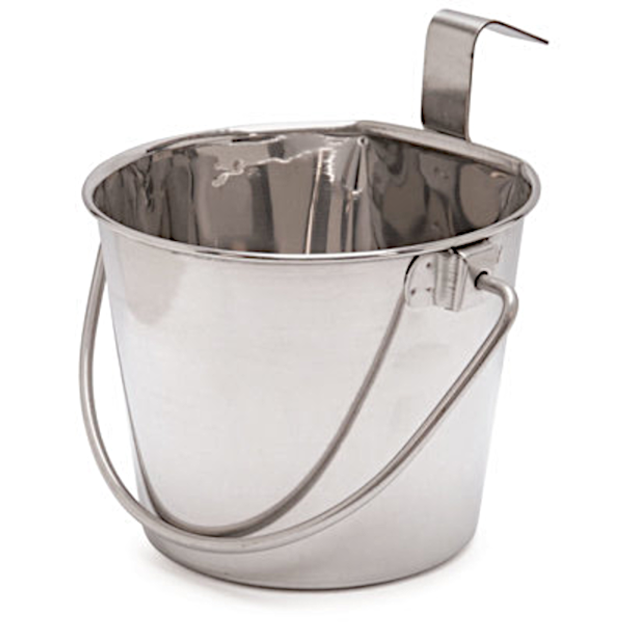 1 quart stainless steel water pail - flat sided to take up less room - at okie dog supply