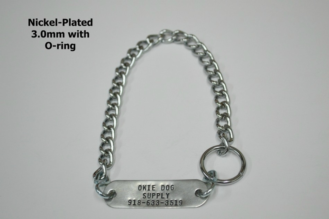 chain collar with o-ring 3.0mm chain link with stainless steel nameplate
